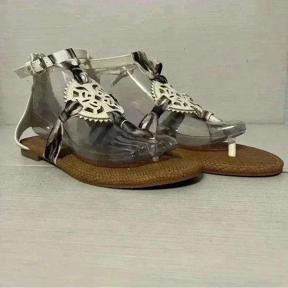 Circus Sam Edelman Women Becca White Beige Gladiator Zip-Up Back Sandals Sz9 - Picture 10 of 10